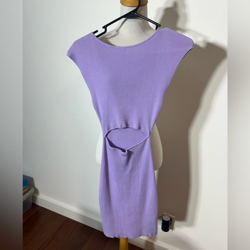ARITZIA Wilfred Lilac Ribbed Cut Out Mini Dress Size 2XS